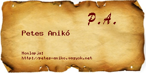 Petes Anikó névjegykártya